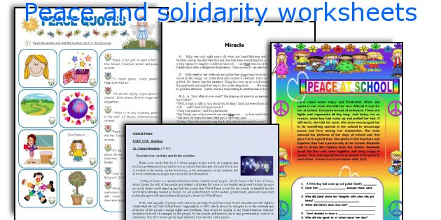 Peace and solidarity worksheets