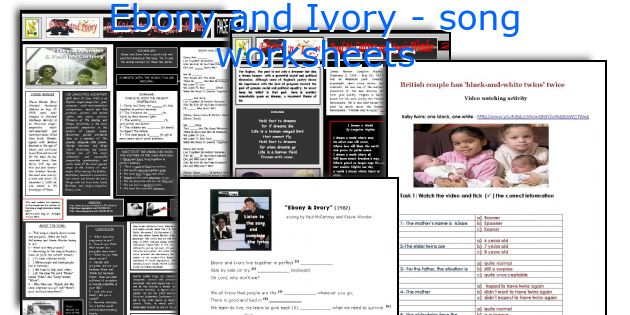Ebony and Ivory - song worksheets