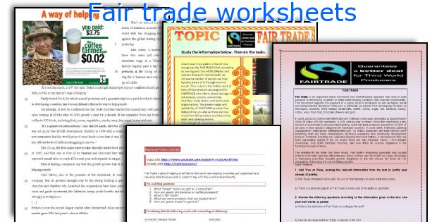 Fair trade worksheets