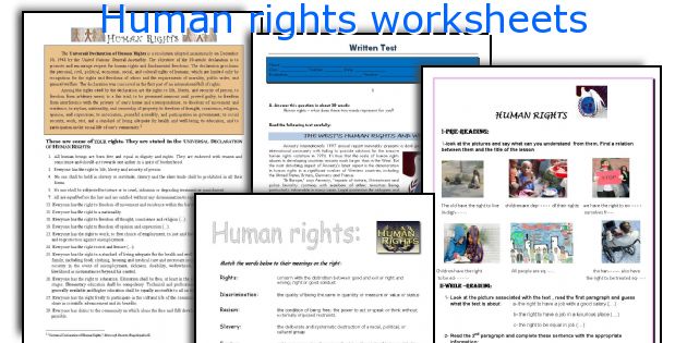 Human rights worksheets