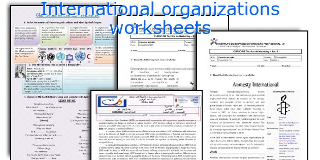 International organizations worksheets