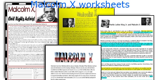 Malcolm X worksheets