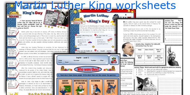 Martin Luther King worksheets