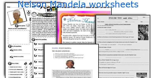 Nelson Mandela worksheets