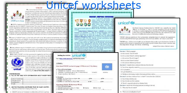 Unicef worksheets