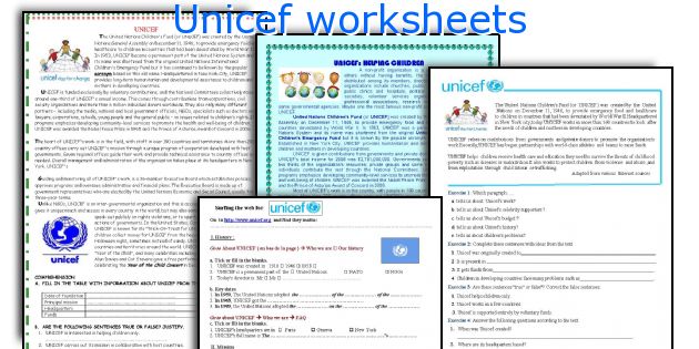 Unicef worksheets