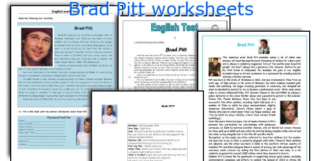 Brad Pitt worksheets