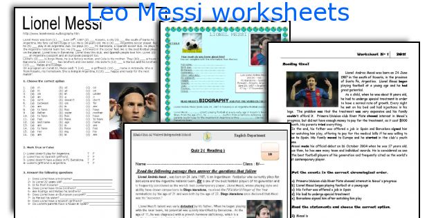 Leo Messi worksheets