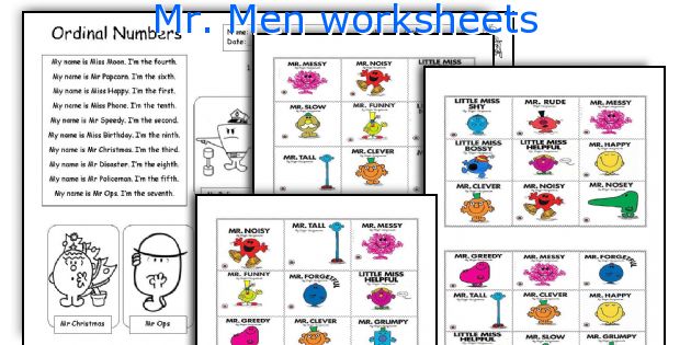 Mr. Men worksheets