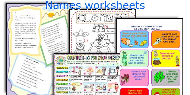 Names worksheets