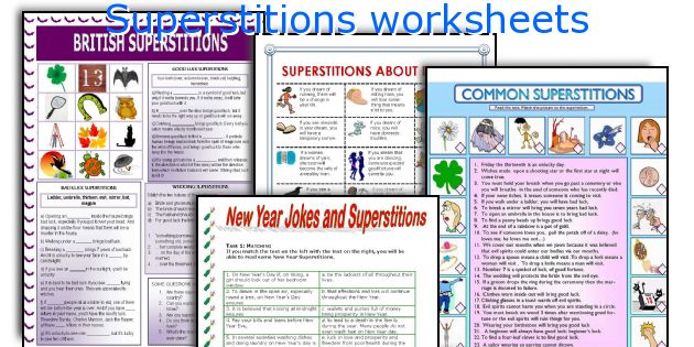 Superstitions worksheets