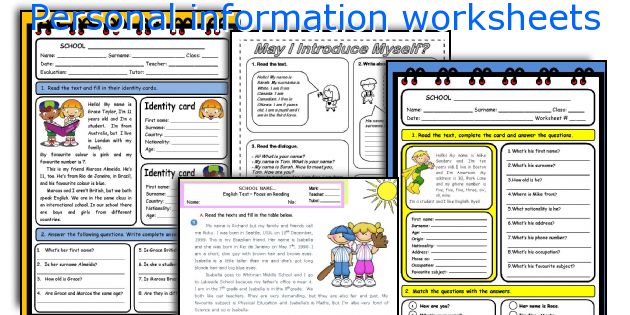 Personal information worksheets