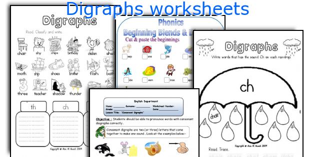 Digraphs worksheets