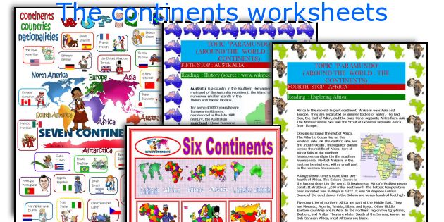 The continents worksheets