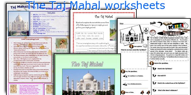 The Taj Mahal worksheets