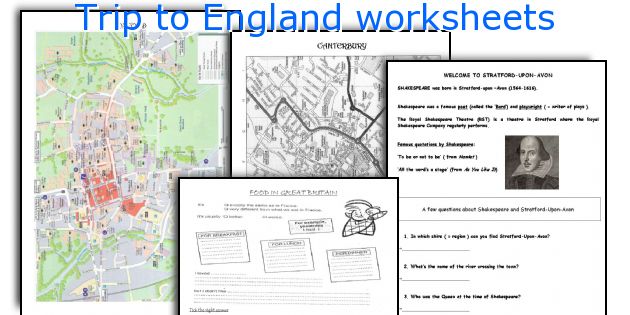 Trip to England worksheets