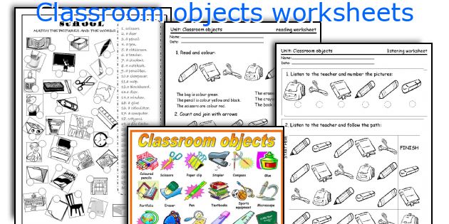 Classroom objects worksheets