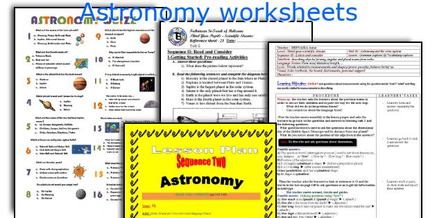 Astronomy worksheets