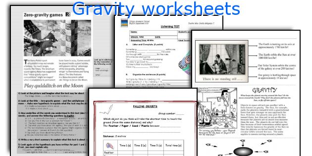 Gravity worksheets