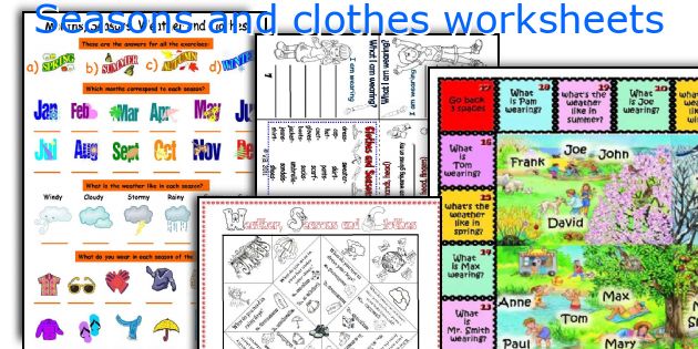 Seasons and clothes worksheets