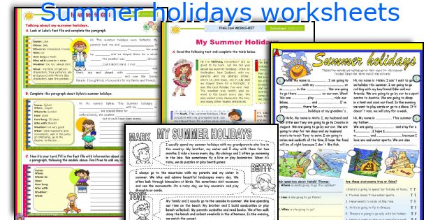 Summer holidays worksheets