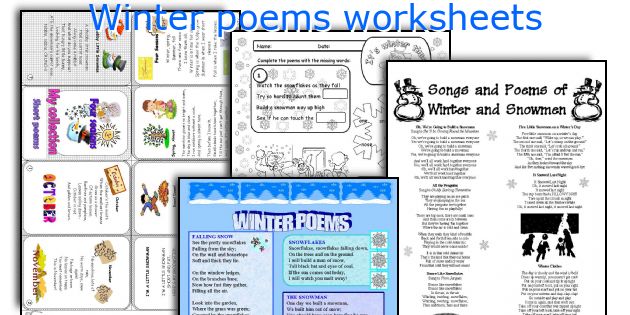 Winter poems worksheets