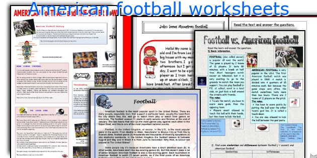 American football worksheets