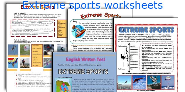 Extreme sports worksheets