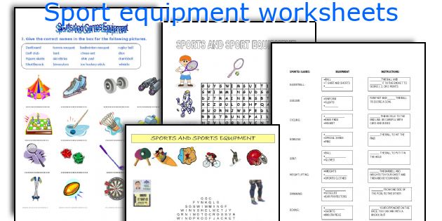 Sport equipment worksheets