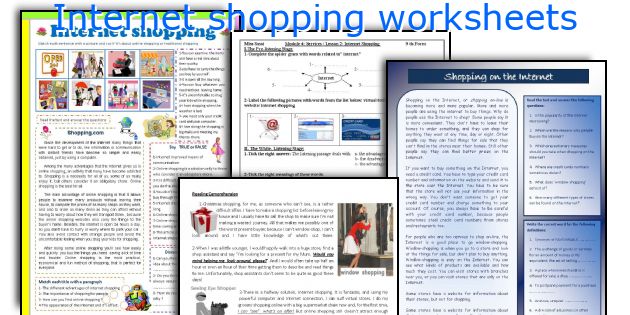 Internet shopping worksheets