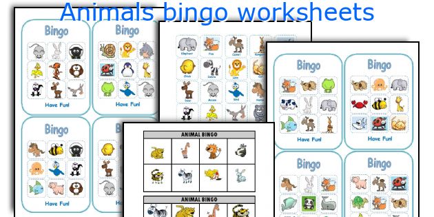 Animals bingo worksheets