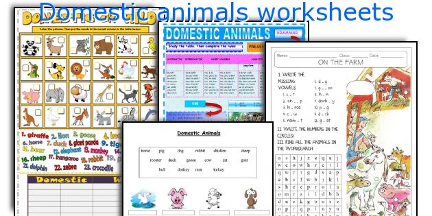 Domestic animals worksheets