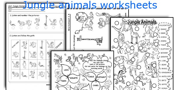 Jungle animals worksheets