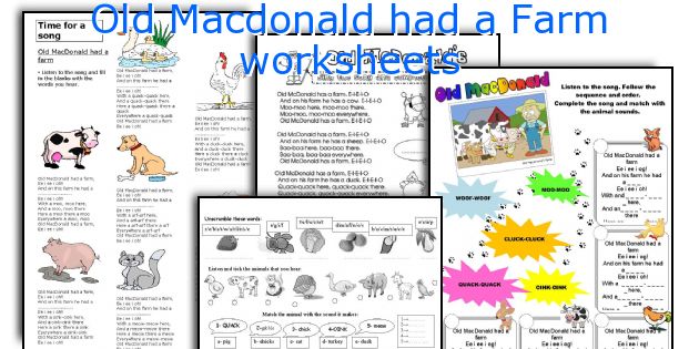 Old Macdonald Had A Farm Worksheets