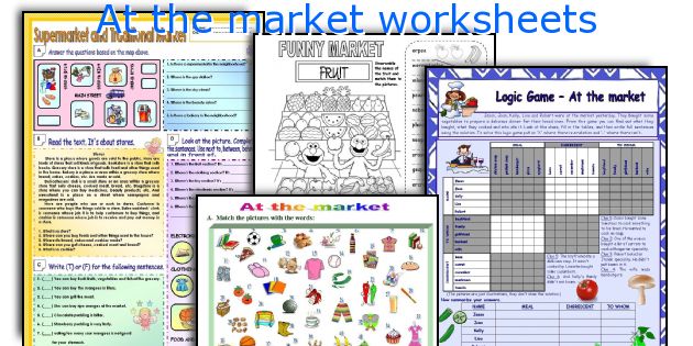 At the market worksheets