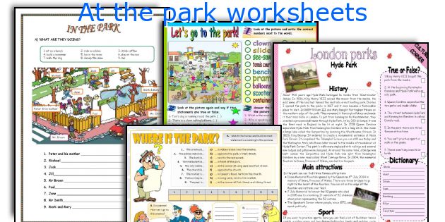 At the park worksheets