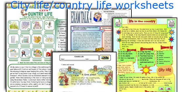 City life/country life worksheets