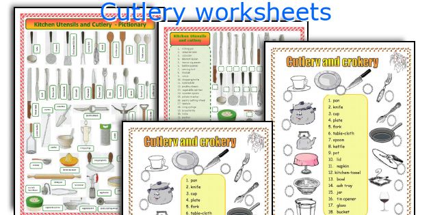 Cutlery worksheets