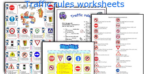 Traffic rules worksheets