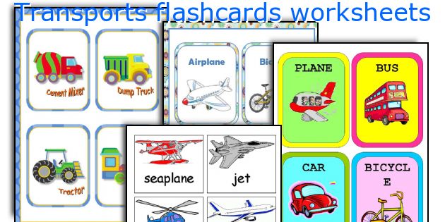 Transports flashcards worksheets