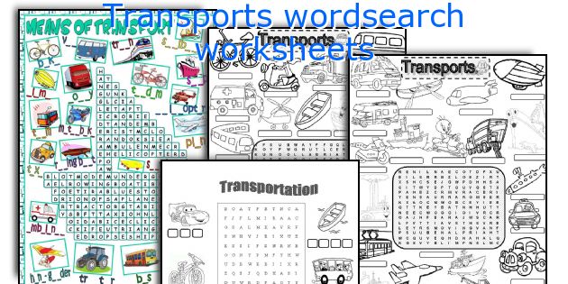 Transports wordsearch worksheets