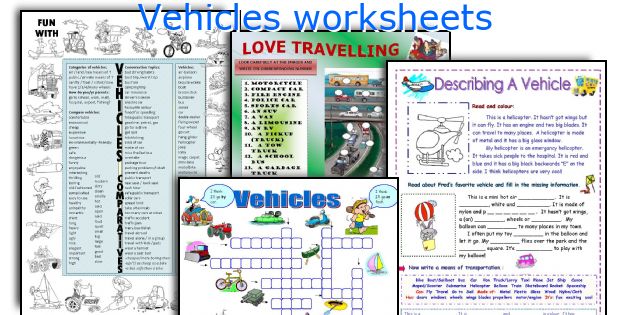 Vehicles worksheets