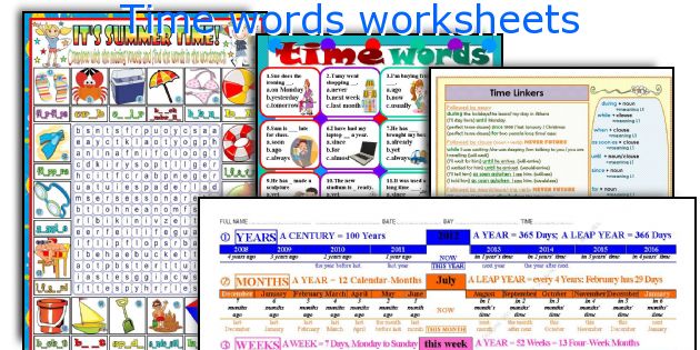 Time words worksheets