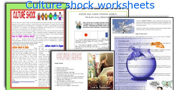 Culture shock worksheets