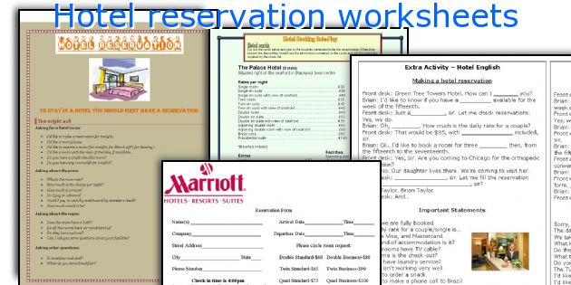 Hotel reservation worksheets