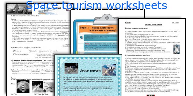 Space tourism worksheets