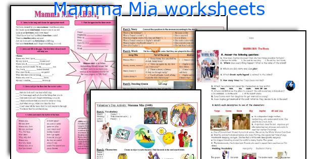 Mamma Mia worksheets
