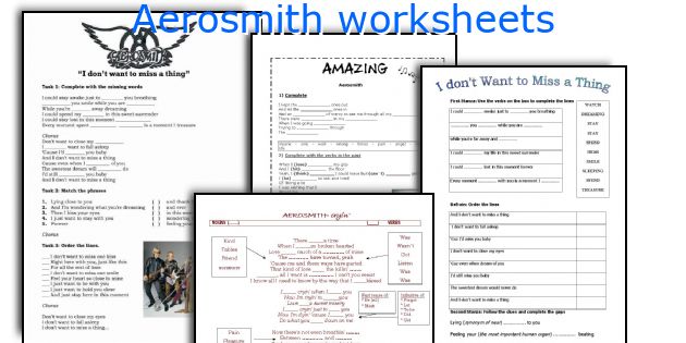 Aerosmith worksheets