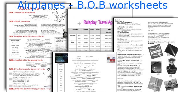 Airplanes - B.O.B worksheets