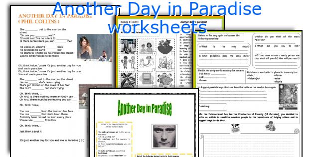 Another Day in Paradise worksheets